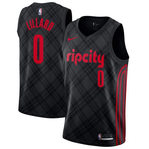 Men Portland Trail Blazers 0 Lillard Black City Edition Nike NBA Jerseys